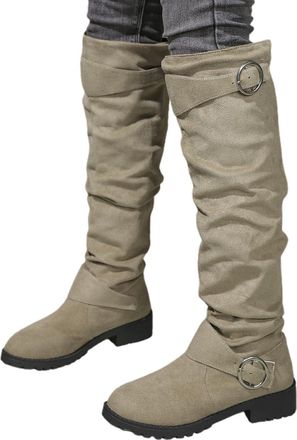 Generic Plus Size Women Womens Cowboy Knee-High Boots Toe Walking Chelsea Easy Clean Block Heel Rainy Days Commute, Office Lightweight Grip Sole Hiking (49) W