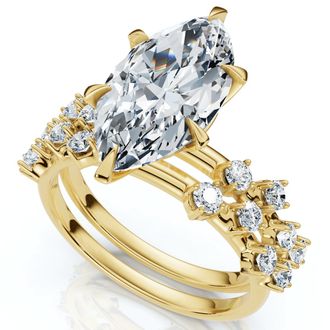 Pompeii3 Certified 3 1/2Ct Marquise Diamond Bridal Set 14k Gold or Platinum Lab Grown