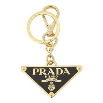 Prada FW24 Triangle Logo Keyring Gold Black 1PS057-66A-F019F