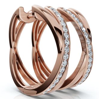 Pompeii3 1/2Ct Diamond Hoops 1 Tall 10k Gold Lab Grown EF/VS
