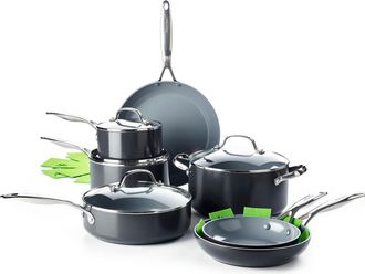 GreenPan Valencia Pro 11-Piece Anodized Aluminum Ceramic Nonstick Cookware Set in Black at Nordstrom