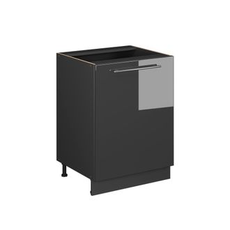 Vicco Mueble Bajo De Cocina Fame-line, Antracita Alto Brillo/antracita, 60 Cm 1 Puerta Sin Encimera, Vicco