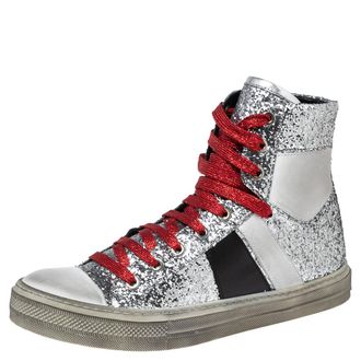Amiri Multicolor Glitter And Leather High Top Sneakers