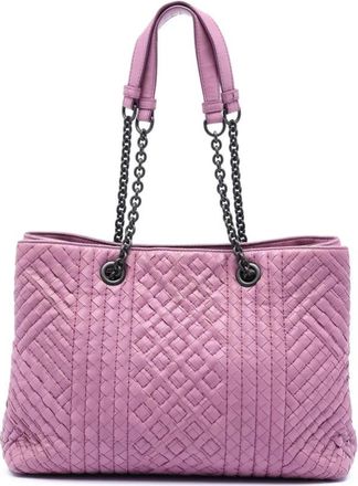 Bottega Veneta Pre-owned Shoulder Bags, female, Pink, Size: ONE SIZE Pre-owned Vintage Woven Leather Tote Bag