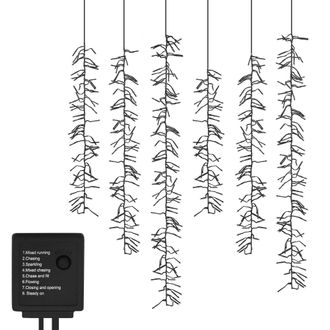ECD Germany Ecd Germany - Cortina De Luces Con 480 Leds Blanco C&aacute;lido Guirlanda Luminosa Con 8 Modos + Temporizador Iluminaci&oacute;n Decorativa Navide&ntilde;a De 6 Ramales P