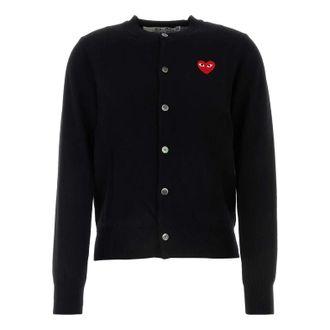 Comme Des Gar&ccedil;ons (WMNS) COMME des GARCONS PLAY FW25 Red Emblem Cardigan Black AX-N007-051-1