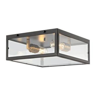 Jonathan Y Designs Grayson 2-Light Bohemian Farmhouse Iron/Glass LED Flush Mount in Oil Rubbed Bronze at Nordstrom