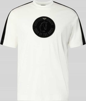 Emporio Armani T-Shirt mit Label-Detail in Weiss, Größe XXL