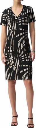 Joseph Ribkoff Tropical Print Silky Knit Shift Dress In Black Multi