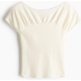 H&M Gathered Cap-sleeved Top in Cream at Nordstrom, Size Xx-Large