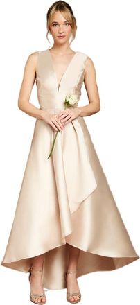Coast Honoured Sleeveless Plunge Waterfall Twill Maxi Bridesmaid Dress, 18, Champagne