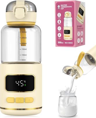 OEM Calentador De Biberones Port&aacute;til, Capacidad De 300 Ml, Inal&aacute;mbrico, Pantalla Digital, Vidrio De Borosilicato, Graduaciones Claras, Control De Temperat