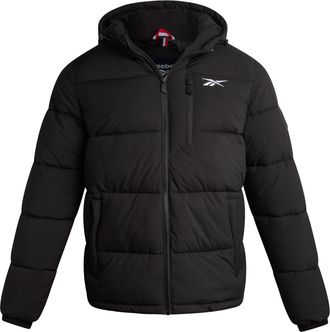Reebok Mens Jacket - Weather Resistant Winter Jackets for Men Quilted Warm Coat Puffer Jacket with Hood and Pockets, Black Ink, XL