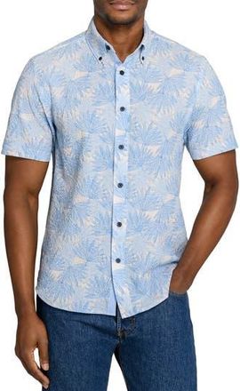 ConStruct Leaf Seersucker Short Sleeve Shirt in French Blue at Nordstrom Rack, Size Xx-Large