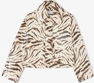 Ganni White Jacket in Laminated Zebra