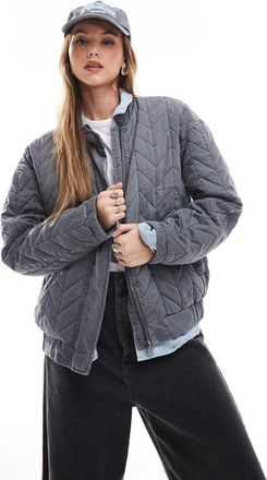 Only quilted bomber jacket in washed gray