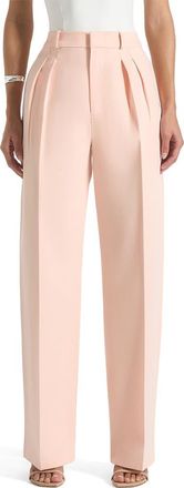 Mani&egrave;re De Voir Julie Tailored Twin Pleat Trousers in Peach at Nordstrom, Size 2