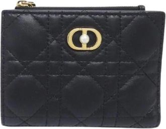 Dior Pre-owned Wallets, female, Black, Size: ONE SIZE Pre-owned Joli Dahlia Lambskin Wallet