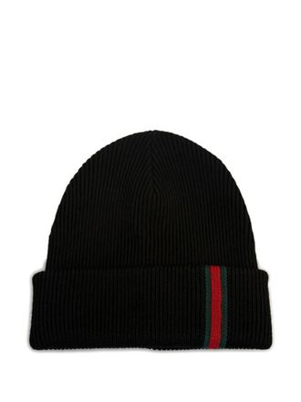 Gucci Black Textured Beanie Hat
