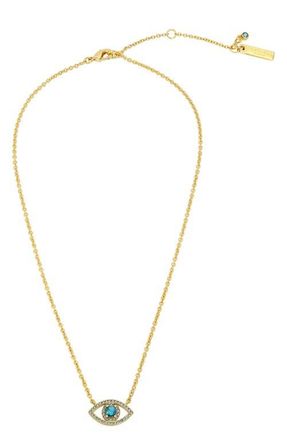 Kurt Geiger Cubic Zirconia Evil Eye Pendant Necklace in Gold/Blue at Nordstrom