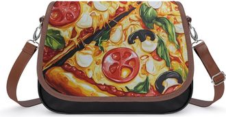 Generic Pizza Printed Crossbody Bags for Women Shoulder Messenger Bag Purse Handbags