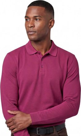 Brax katoenen Brax knitted polo lange mouw bordeaux effen