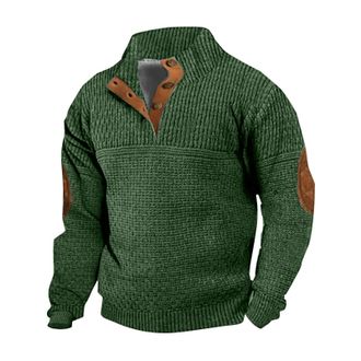 Generic Work Jumpers For Men Sweatshirt - Mens Thick Warm Winter Sweater | Knit Sweater Pullover Stand Collar, Casual Button Up Pullover Tops Long Sleeve Wint