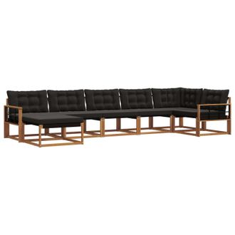 vidaXL Conjunto De Sof&aacute;s De Exterior Con Coj&iacute;n 7 Pcs Natural Y Negro Vidaxl