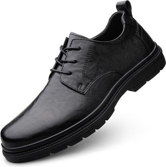 Generic Mens Dress Shoes Casual Leather Oxford Lace-up Fashion Business Formal Shoes (Black 1,8.5)