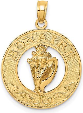 Diamond2Deal 14k Yellow Gold BONAIRE Circle with Conch Shell Charm Pendant