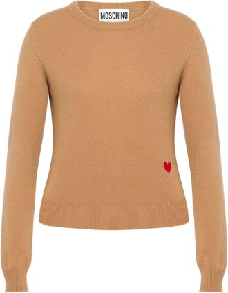 Moschino heart-motif crew-neck jumper - women - Cashmere/Virgin Wool - 42 - Neutrals