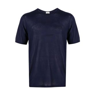 Saint Laurent T-Shirts, male, Blue, M, Logo Embroidered T-Shirt Short Sleeve