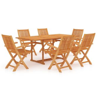 Berkfield Home 7 Piece Garden Dining Set Solid Teak Wood in Brown