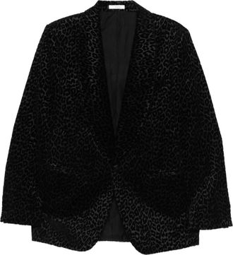 Fursac Katoenen blazer met dierenpatroon - Zwart