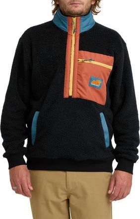 Billabong Boundary Peak Colorblock Fleece Zip-Up Jacket in Black at Nordstrom, Size Xx-Large