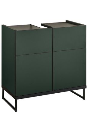 MID.YOU Mid.you Waschbeckenunterschrank, Grün, Schwarz, Holzwerkstoff, 60x59.4x31 cm, stehend, Badezimmer, Badmöbel, Waschbeckenunterschränke