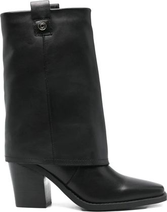 Carmela 85mm square-toe cowboy boots - women - Leather/Leather/Fabric/Rubber - 37 - Black