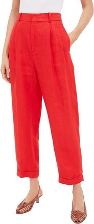 Polo Ralph Lauren Orangey Red Linen Twill Cropped Pant