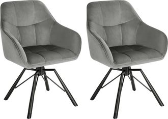 Woltu 2x Sillas De Comedor Giratorias Sillas De Cocina Tapizadas En Terciopelo Suave Sillas Ergonomicas Con Respaldo Y Brazos Para Sal&oacute;n Y Dormitorio Patas 