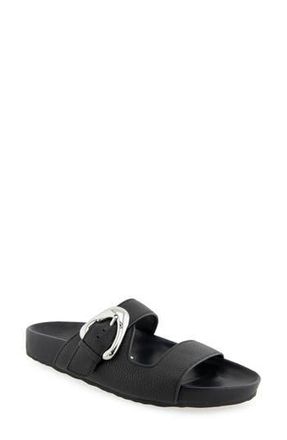Aerosoles Lemon Flatform Slide Sandal in Black Pebbled Leather at Nordstrom Rack, Size 7.5