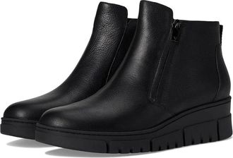 Vionic Uptown Sur Boots WoBlack Leather Wedge Heel Ankle Bootie ZAP588