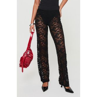 Princess Polly Peru Lace Pants in Black at Nordstrom, Size 4