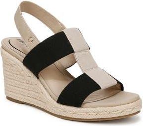 Life Stride Tallulah Espadrille Slingback Platform Wedge Sandal in Black/Natural at Nordstrom Rack, Size 8.5
