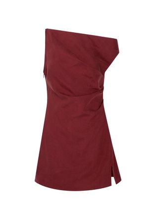 Ronny Kobo Winnie Woven Mini Dress - Burgundy - S (UK8-10 / S)
