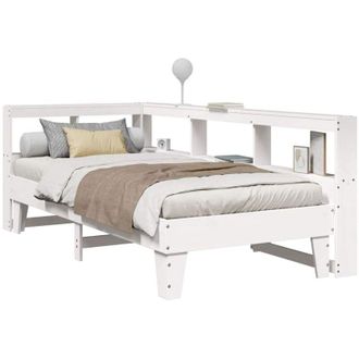 vidaXL Cama Con Estanter&iacute;a Sin Colch&oacute;n Madera Maciza De Pino 90x190 Cm Vidaxl