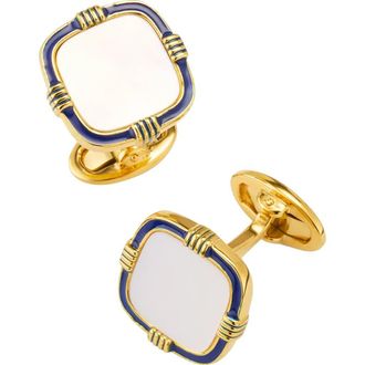 Jan Leslie Square Mother-Of-Pearl 18K Gold Vermeil Cufflinks in Blue/white at Nordstrom