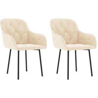 vidaXL Sillas De Comedor 2 Unidades Terciopelo Crema Vidaxl