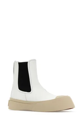 Marni Womens White Nappa Leather Pablo Ankle Boots Lilywhite Stivali