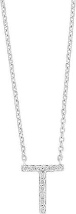 Effy Sterling Silver Diamond T Initial Pendant Necklace at Nordstrom Rack, Size 18