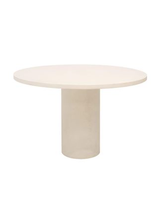 Deco Wood Mesa de comedor redonda de microcemento en tono blanco roto 160x75cm